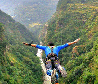 bungy jumping is an active sport gaining popularity in nepal.